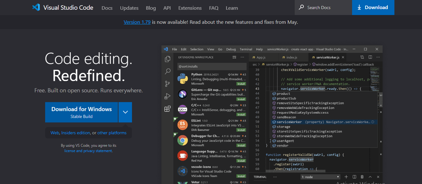 Visual Studio Code, a popular Python sandbox.