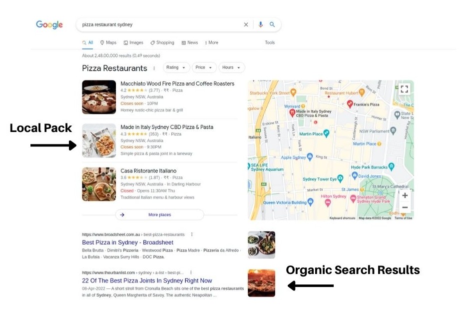 Local Organic SEO Results | Local SEO Search Results Example