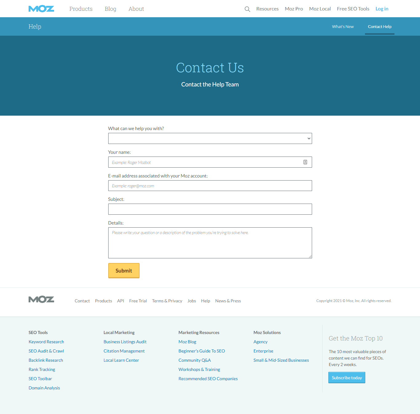 moz example of Best Contact Us Pages
