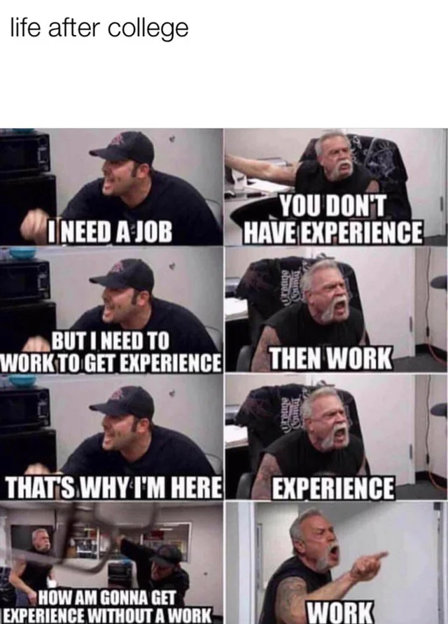 Meme about life after college