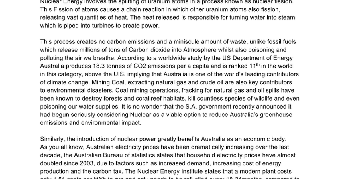 persuasive speech on nuclear energy
