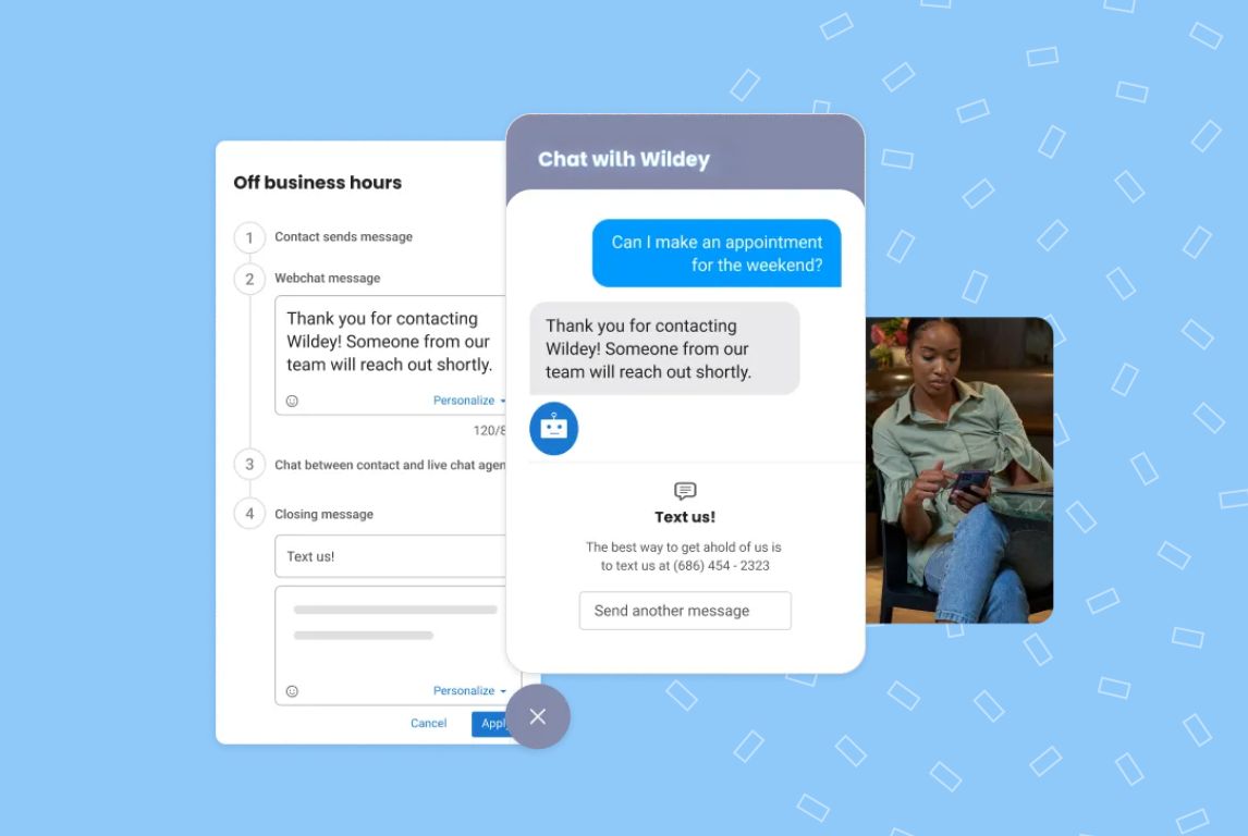 Image shows how insurance companies can use Birdeye to provide 24/7 availability to customers with chatbots