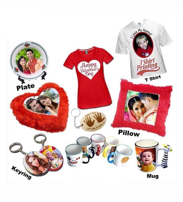 Custom printing for mugs,cushion covers,bed sheet,plate,keyring,t shirts,slipper bottle.