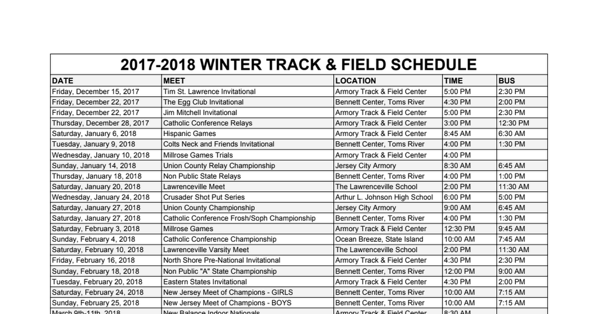 20172018 Winter Track & Field Results Google Sheets