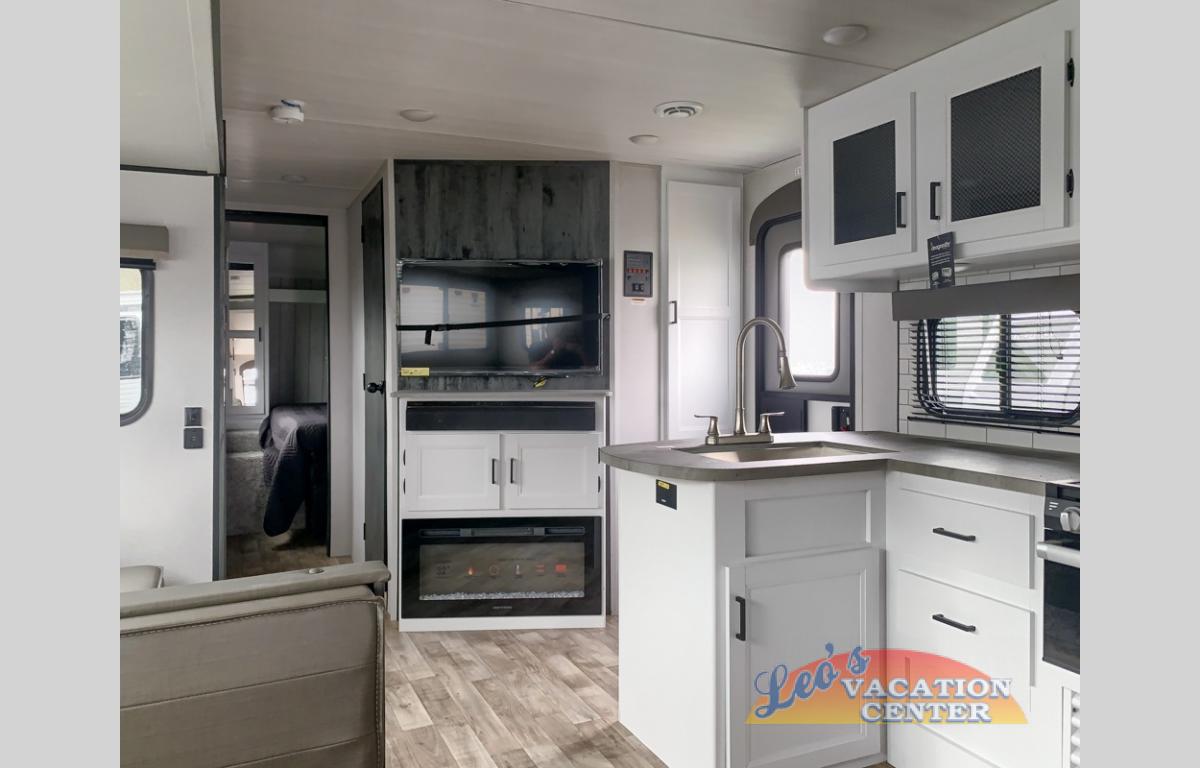 This kitchen and entertainment space is perfect for your next camping trip.