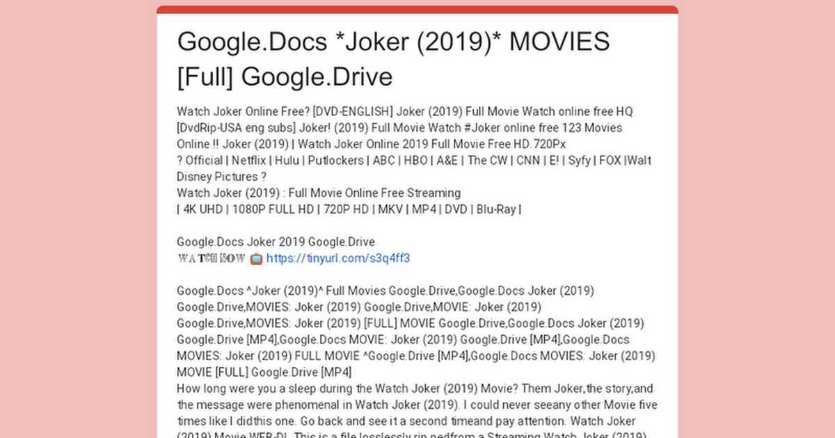 Google.Docs *Joker (2019)* MOVIES Full Google.Drive
