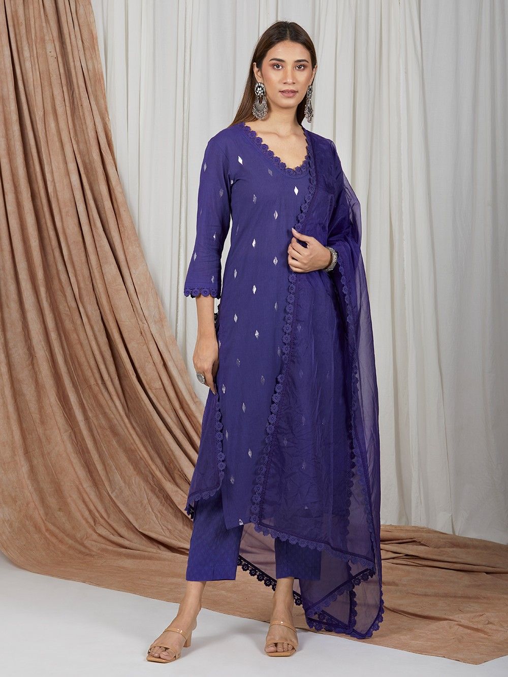 the loom - Purple Cotton Lurex Suit