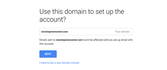 Confirm domain name