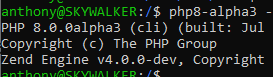 Informações da versão Alpha 3 no Terminal