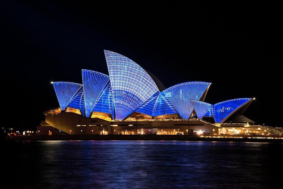 Sydney Opera House, Building, Architecture, Illuminated