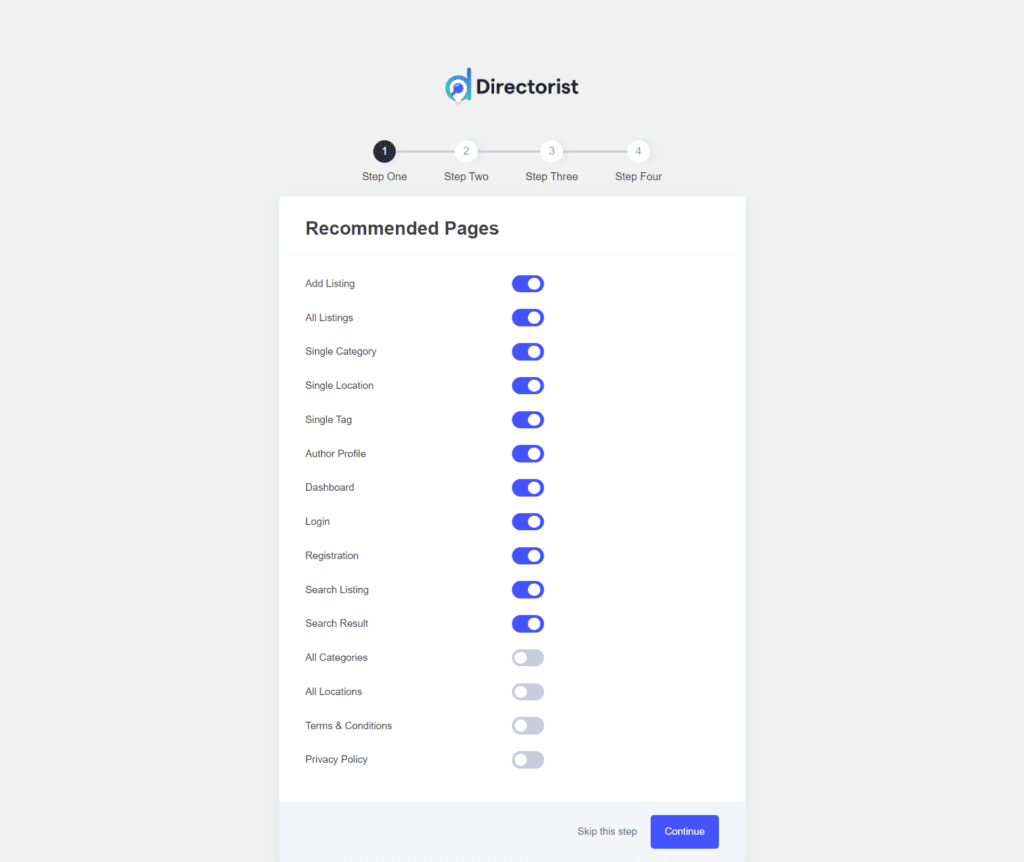 Service directory-Directorist wizard setup configuration