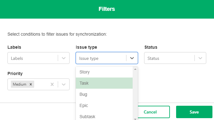 jira to jira integration filters 