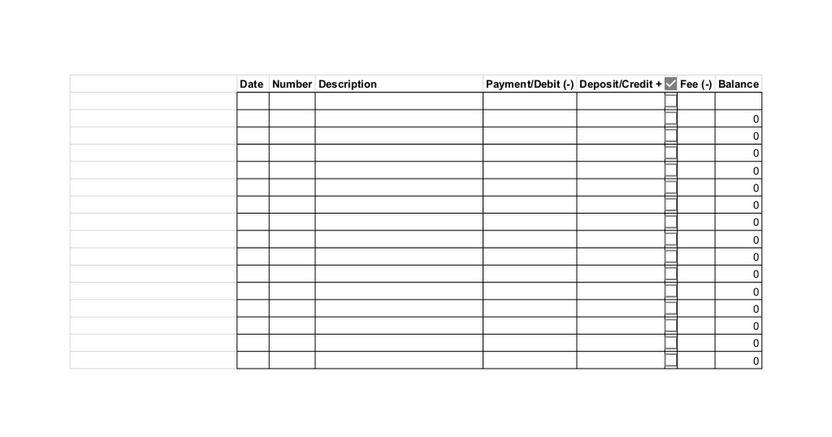 Check Register Template - Google Sheets