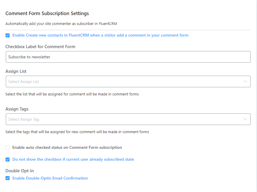 wordpress comment form suubscription, opt in email marketing