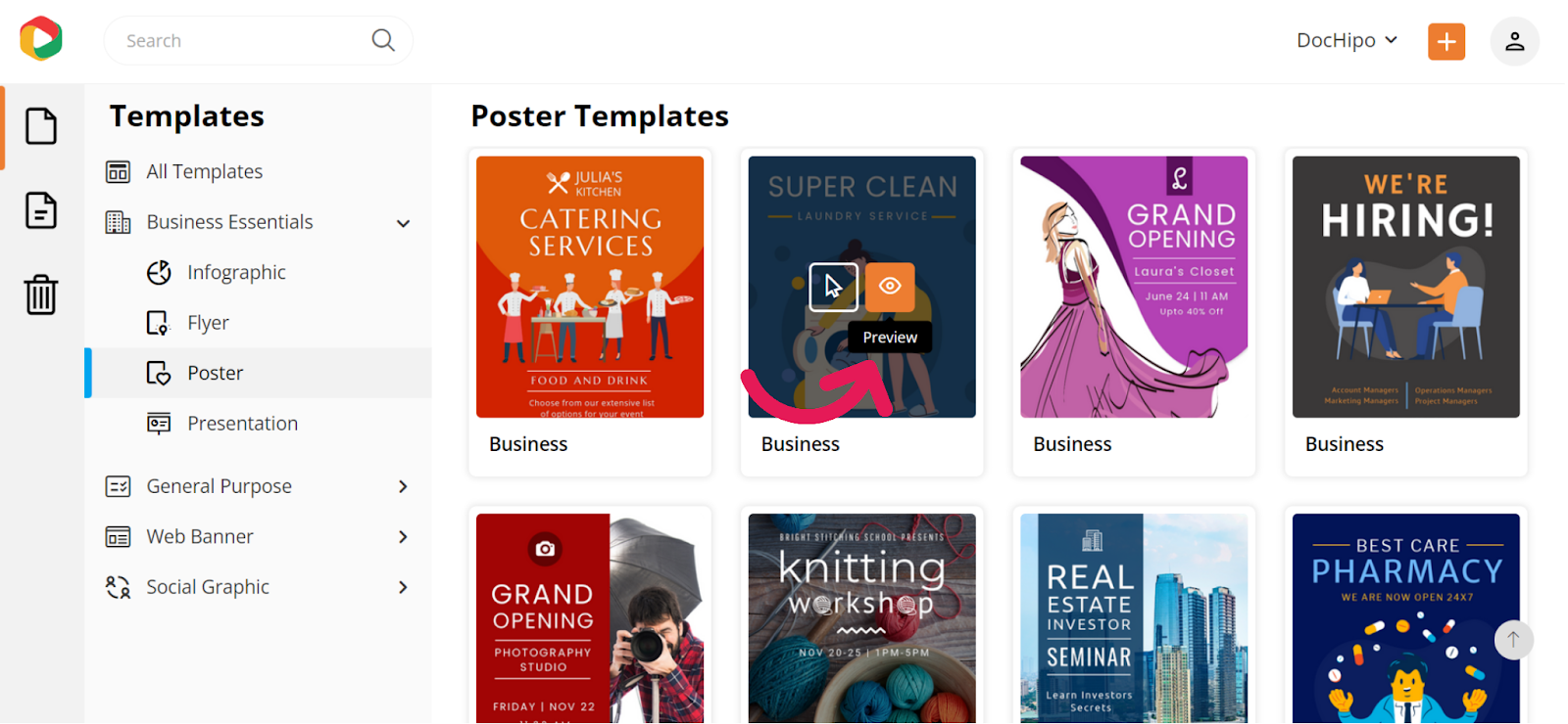 preview a business poster template