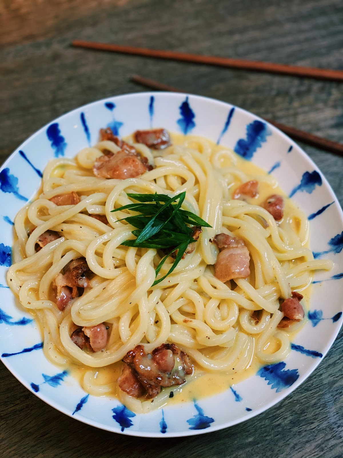 30-Minute Miso Bacon Mushroom Carbonara - Chasing Cravings