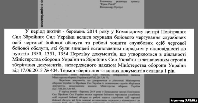 Ответ Генерального штаба ВСУ на запрос Крым.Реалии