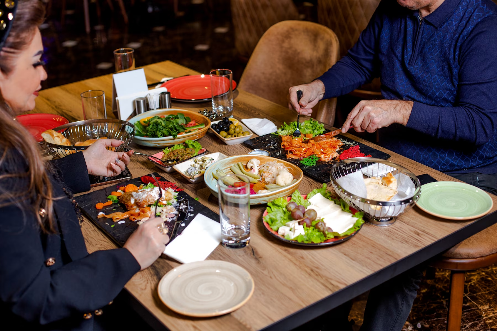 A couple having a dinner in a restaurant 