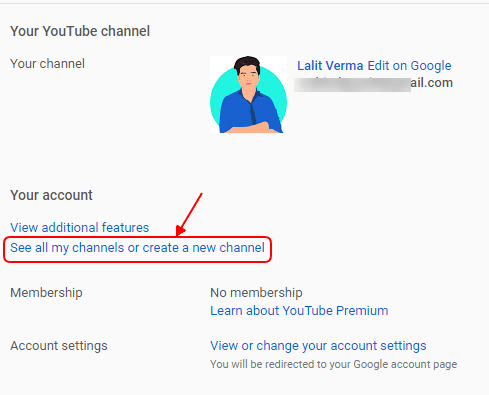 How to create multiple channel using on gmail account