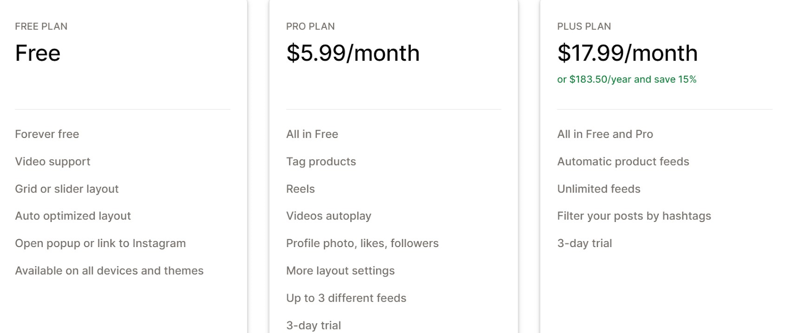 Instafeed pricing