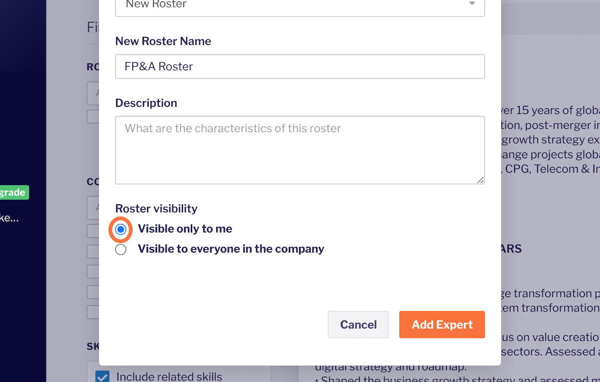 Choose a Roster visibility setting