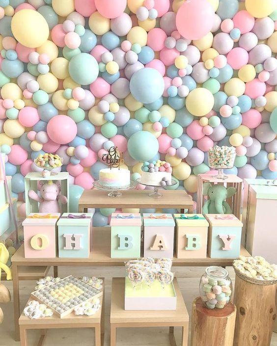 Decoração com balões: 50 ideias incríveis de decoração - Fazer em Casa |  Parede de balão, Chá de revelação, Parede de bexigas