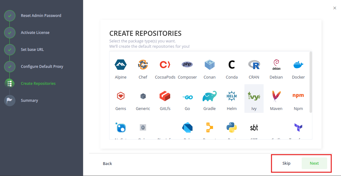 jfrog create repositories