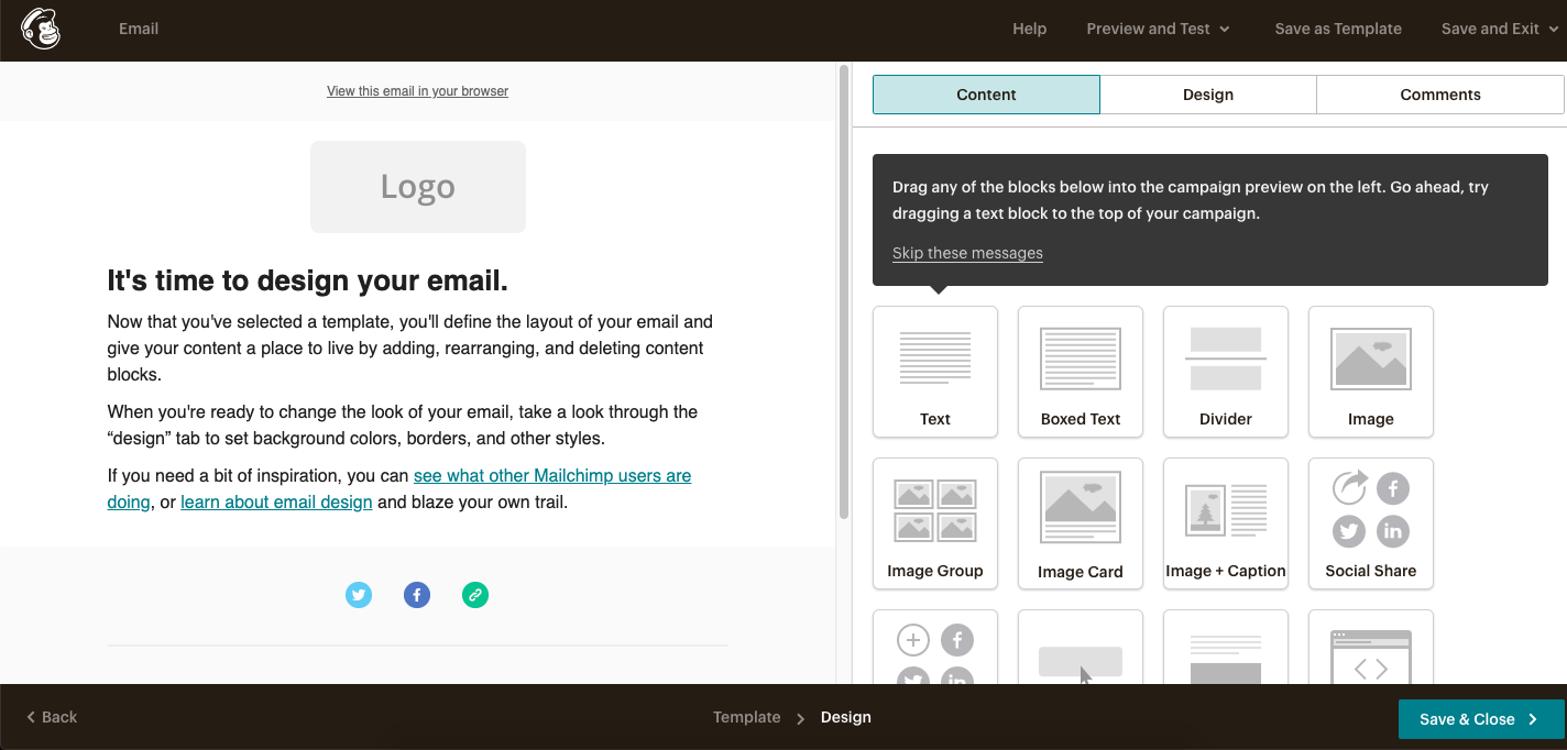 mailchimp screenshot editing emails