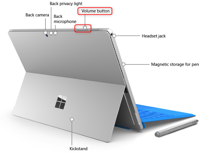 The Volume button on a Surface Pro