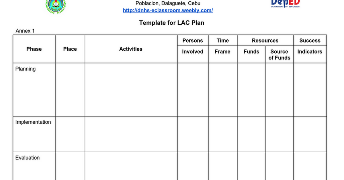 Template for LAC Plan Google Docs