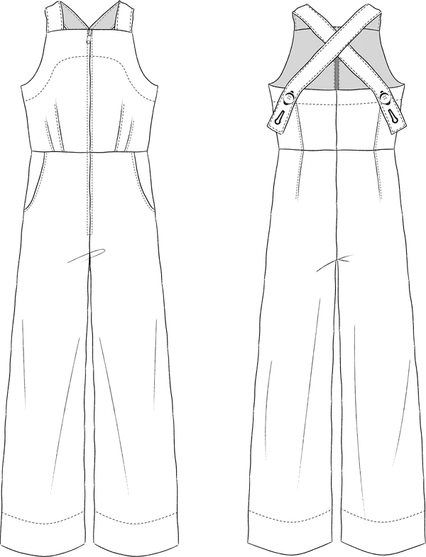 Line drawing of jumpsuit