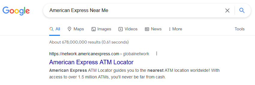 American Express near me Google search