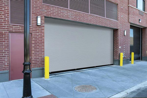 springless rolling door for parking garage