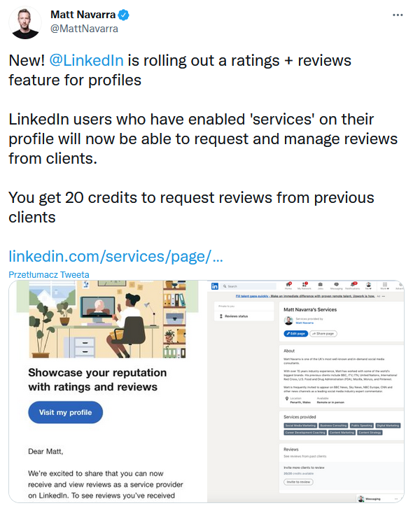 Recenzje na LinkedInie