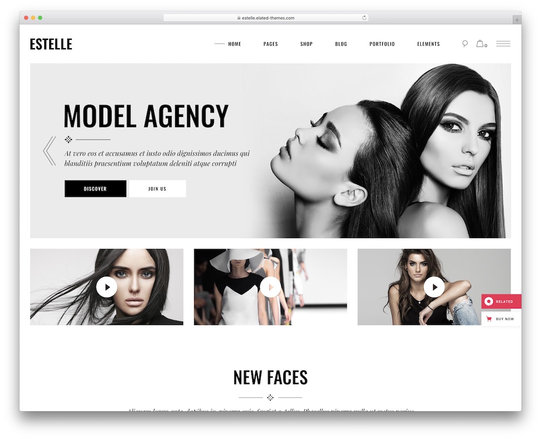 estelle model agency tema de wordpress