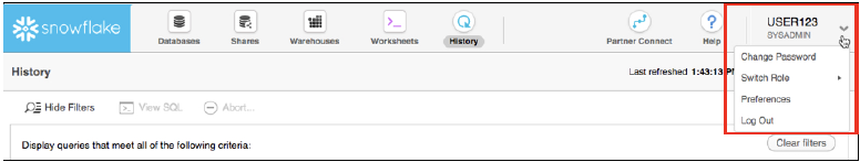 one can see that users can do various things like changing password, roles, or preferences
