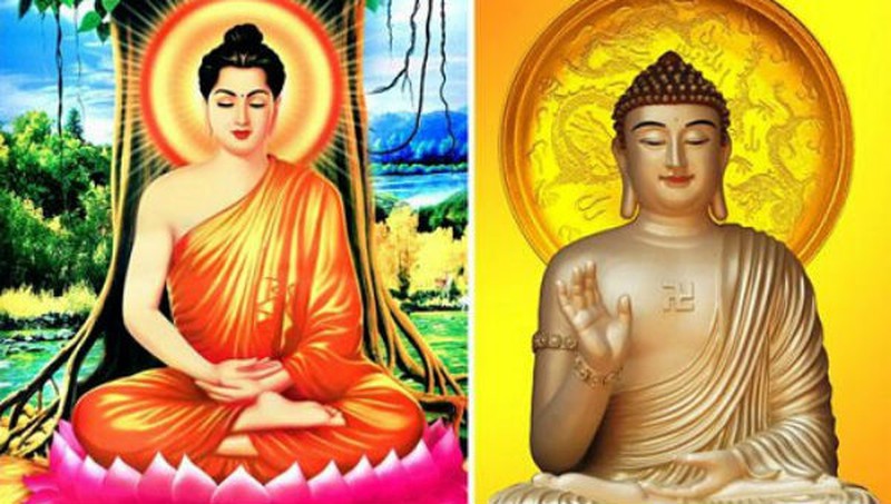 Phật Thích Ca và Phật A Di Đà 