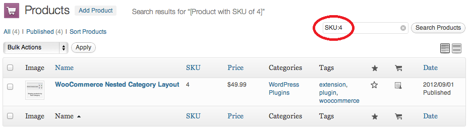 SKU Serach WooCommerce