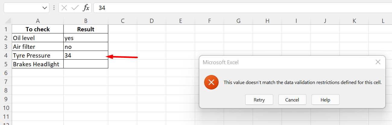 Example to display an error alert