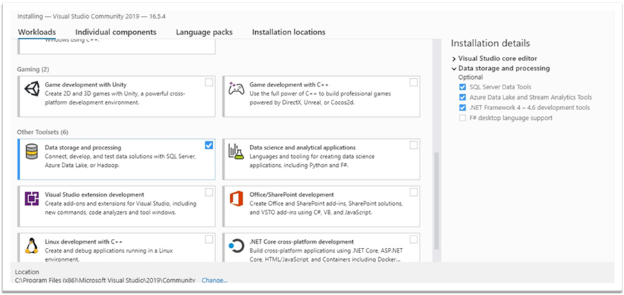 Visual Studio 2019 Installer