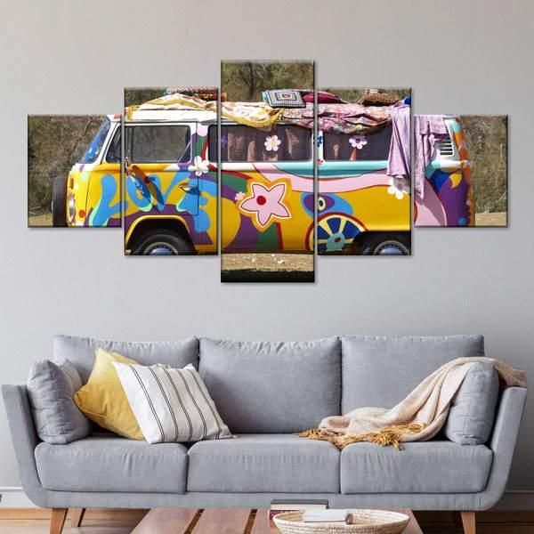 Hippie Van Multi Panel Canvas Wall Art