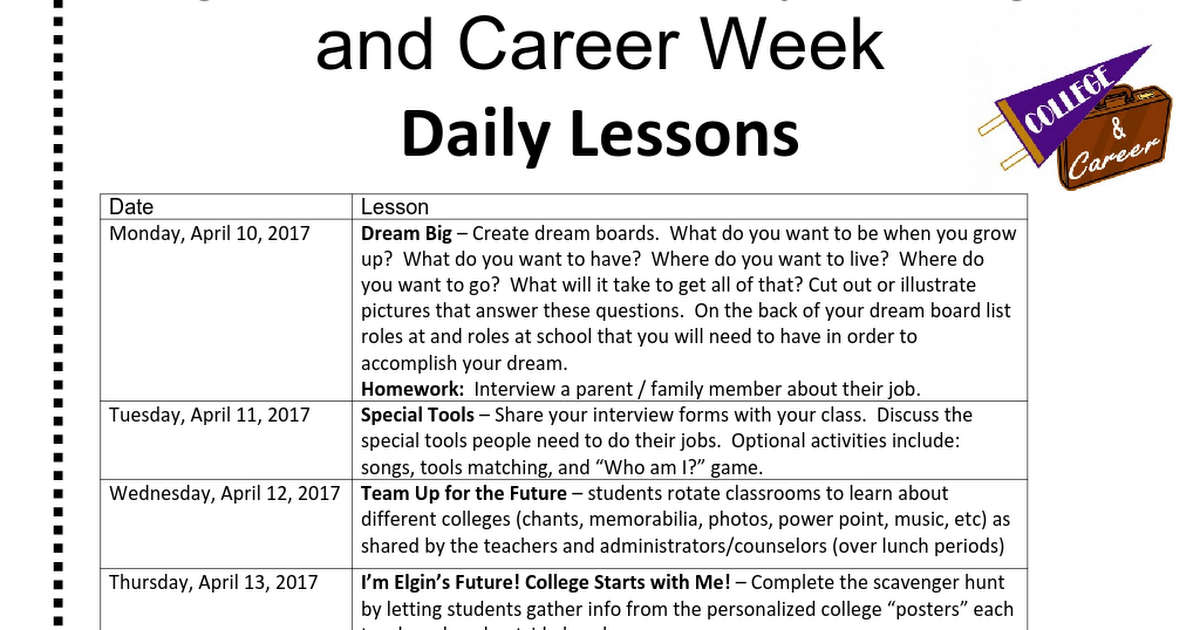 Career Week Daily Lessons.docx