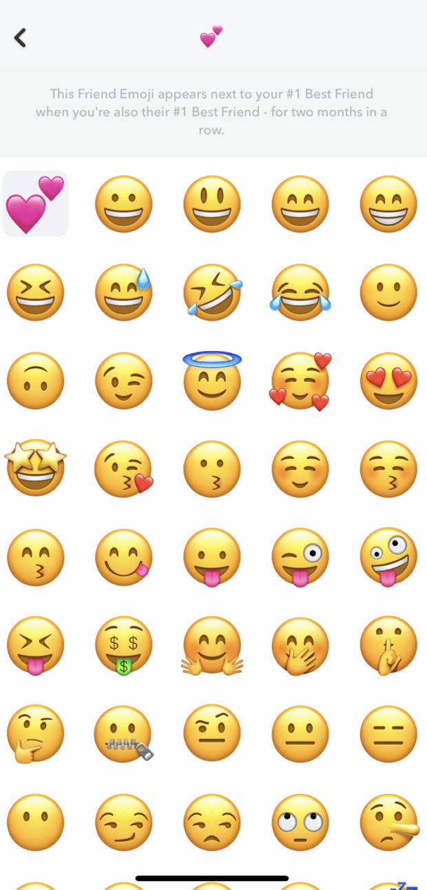 selection of custom snapchat emojis in app