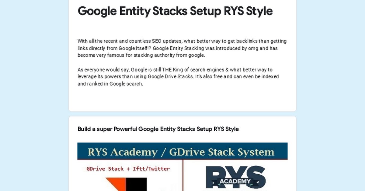 Google Seo Entity Stacks