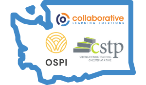 Image of Collaborative Learning Solutions, OSPI, and CSTP logos for the Washington IPP grant work.