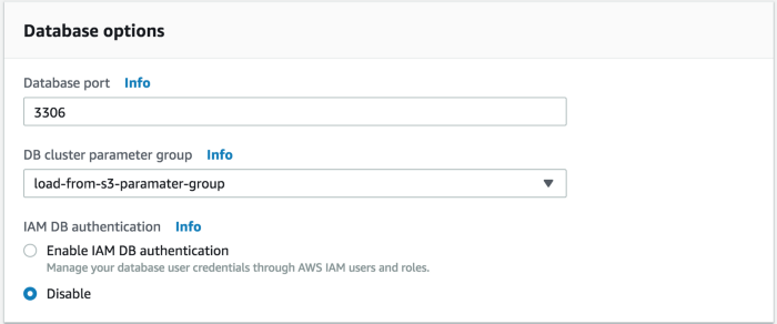 Choosing database option