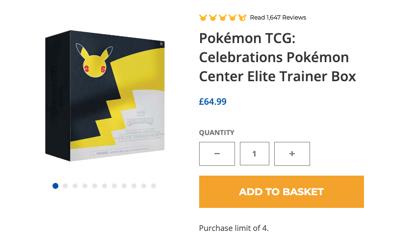 Pokemon Celebrations Sealed Elite Trainer Box price 

