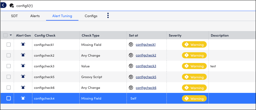 Alert tuning tab