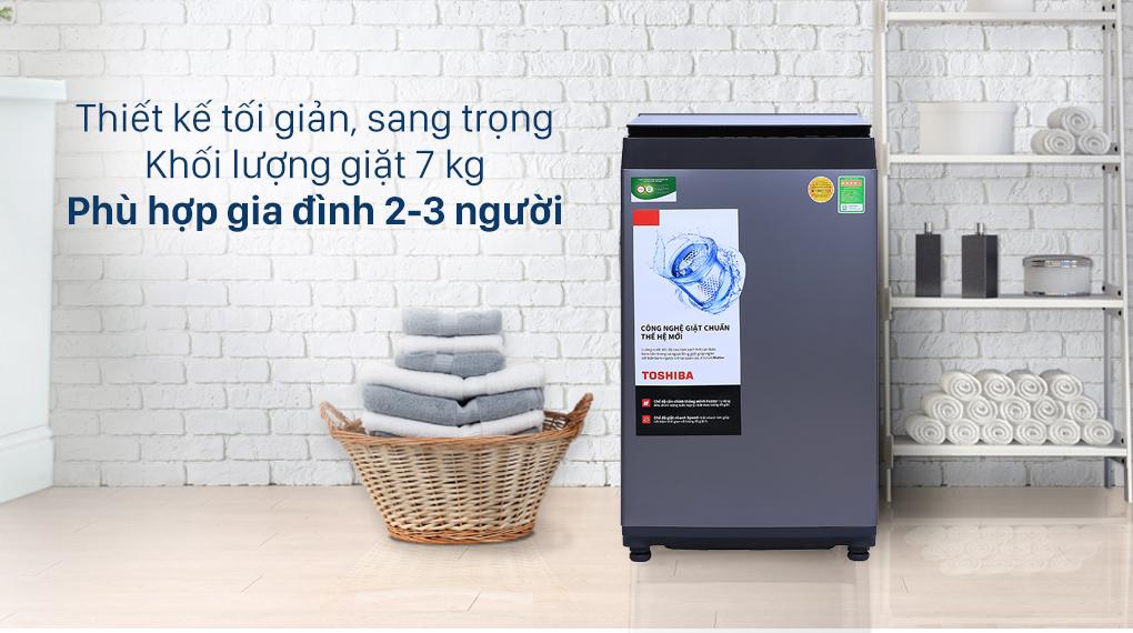 Máy giặt Toshiba 7 Kg AW-L805AV (SG) có thiết kế sang trọng, hiện đại có khối lượng giặt 7 kg phù hợp cho gia đình 2 - 3 người