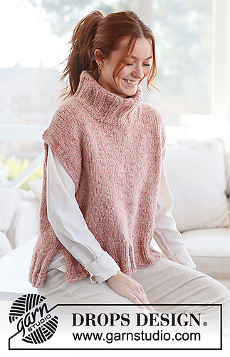 woman wearing a pink turtle neck knitted vest